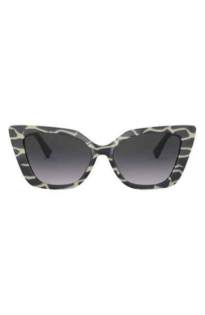 Valentino Vlogo 56mm Gradient Cat Eye Sunglasses In White Black/ Gradient Black