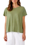 Eileen Fisher Organic Linen Crewneck T-shirt In Leaf