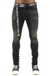 HVMAN STRAT BELTED SUPER SKINNY JEANS