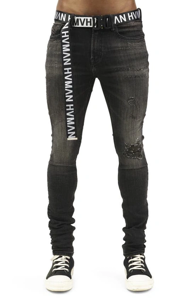 Hvman Strat Belted Super Skinny Jeans In Shale