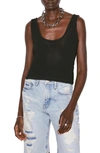 Frame Black Viscose Tank Top In Noir