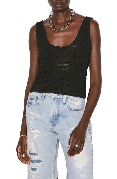 Frame Black Viscose Tank Top In Noir