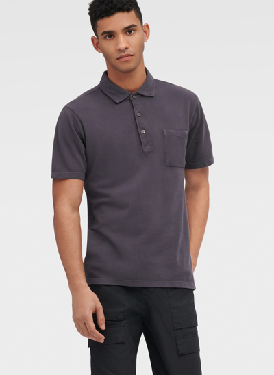 Dkny Men's Garment Dyed Pique Polo In Forged Iron