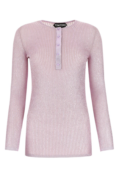 Tom Ford Glossy Fine Ribbed Cashmere Top In Purple