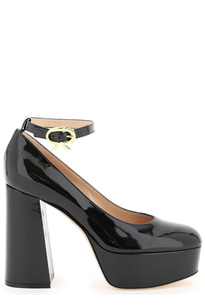 Gianvito Rossi Oversized Heel Ankle Strapped Pumps In Black