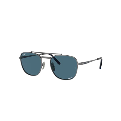 Ray Ban Frank Ii Titanium Sunglasses Gunmetal Frame Blue Lenses Polarized 51-20