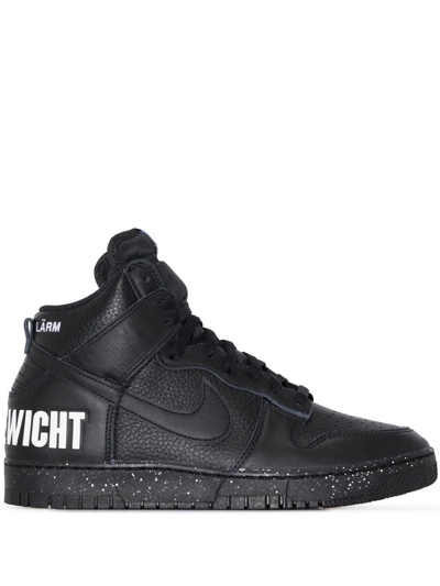 Nike Undercover Dunk Hi 1985 Leather High-top Sneakers In Black/black-white