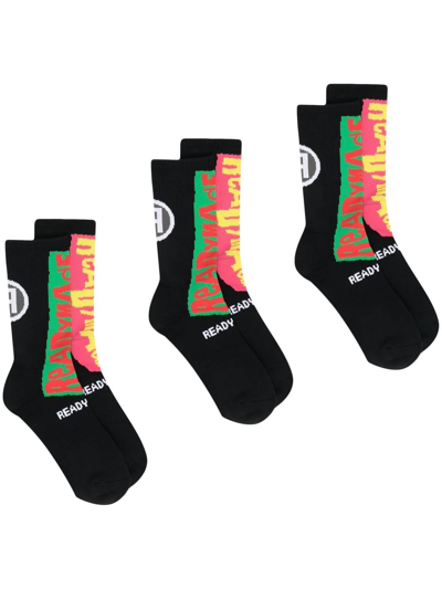 Readymade Three-pack Crew Socks In Black