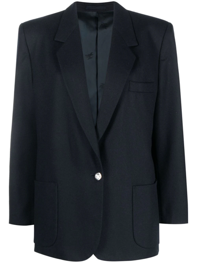 Pre-owned Burberry 1980s Single-breasted Wool Blazer In Blue