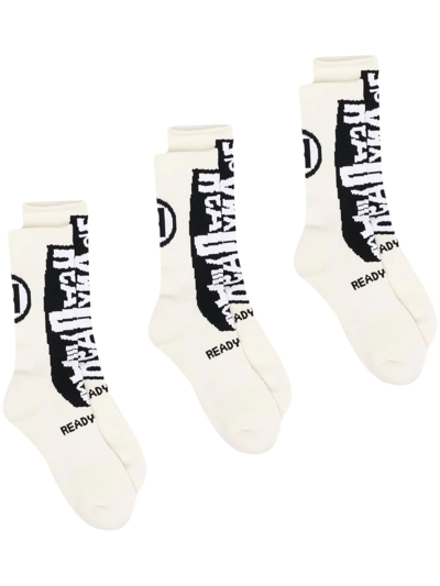 Readymade Three-pack Crew Socks In White