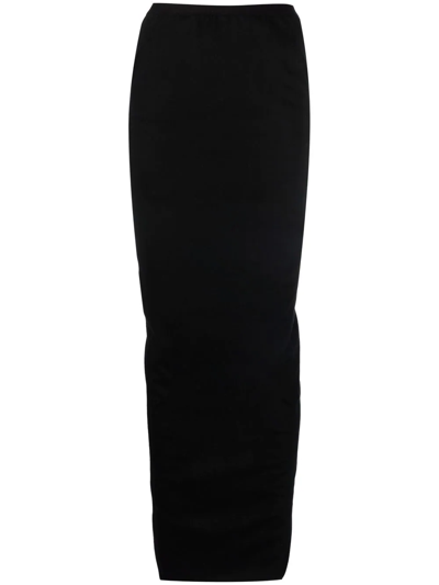 Rick Owens Pillar Long Draped Skirt In Black
