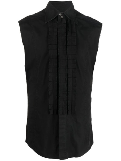 Pre-owned Gucci 1990s Pleat Detailing Sleeveless Shirt In Black