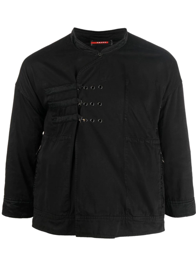 Pre-owned Prada 1990s Hook-detail Jacket In Black
