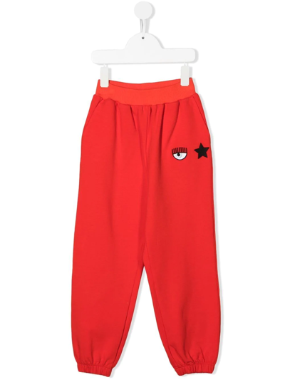 Chiara Ferragni Kids' Embroidered Logo Sweatpants In Red