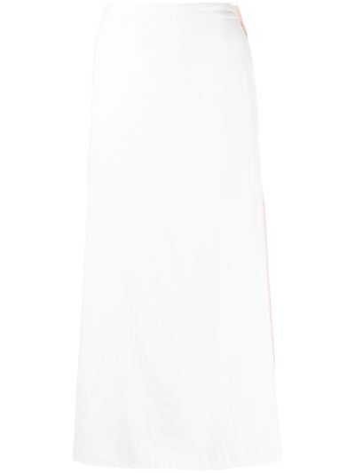 Pre-owned Yohji Yamamoto 2000s Logo-tape Midi Skirt In White