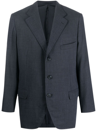 Pre-owned Burberry 2000s Single-breasted Wool Jacket In Blue