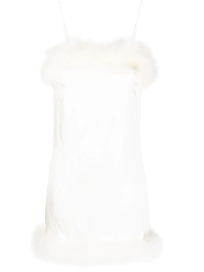 Gilda & Pearl Celeste Silk And Feather Slip Dress In Neutrals