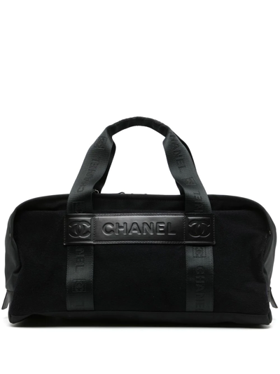 Pre-owned Chanel 2005 Cc Sports Line Boston Holdall Bag In Black