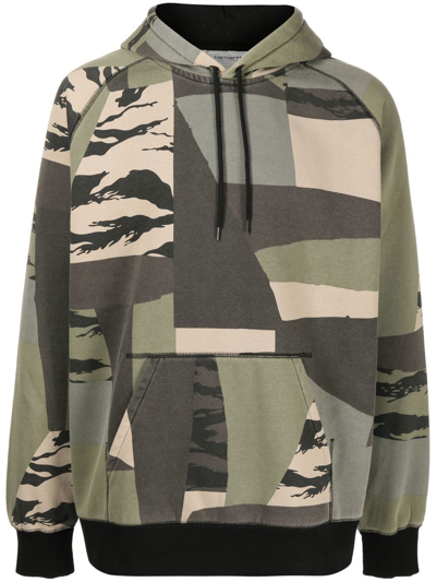 Carhartt Chase Logo-patch Pullover Hoodie In Green