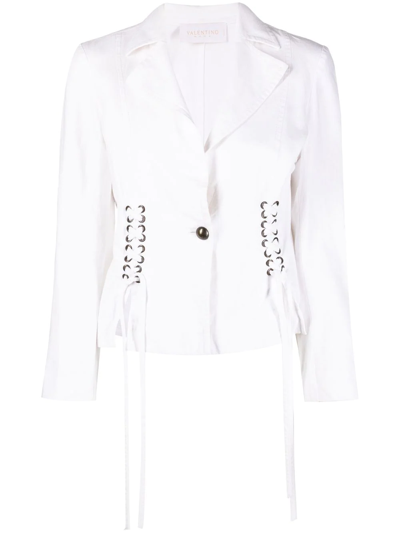 Pre-owned Valentino 系带细节夹克（2000年代典藏款） In White