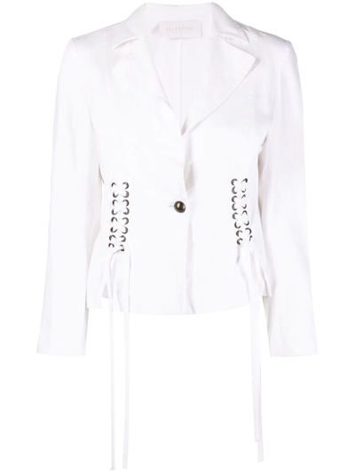 Pre-owned Valentino 2000s Lace-up Detailing Jacket In White