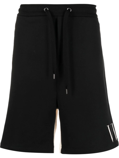 Valentino Vltn Two-tone Track Shorts In Black