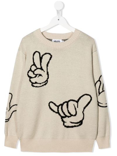Molo Kids' Bello Cotton And Wool Jumper In Girigio