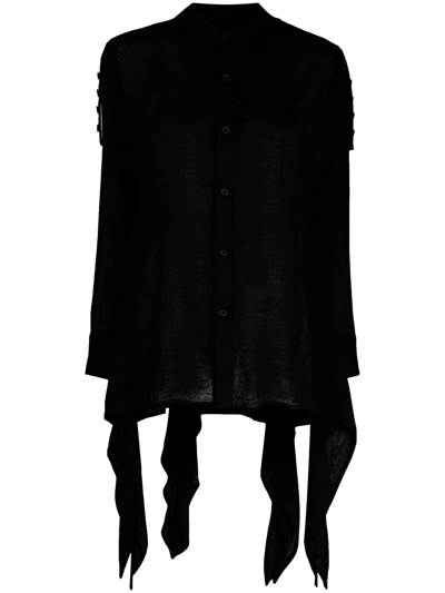 Yohji Yamamoto Asymmetric-hem Long-sleeve Shirt In Black