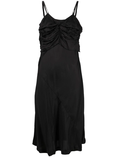 Pre-owned Comme Des Garçons 2000s Ruched Slip Dress In Black