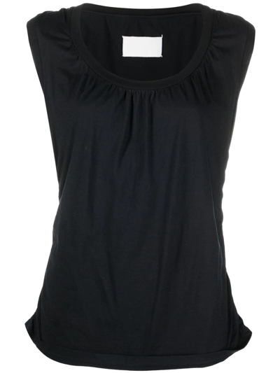 Pre-owned Maison Margiela 1990s Gathered Detailing Sleeveless Tank In Black