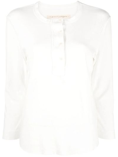 Raquel Allegra Henley Long-sleeved T-shirt In White