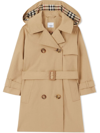BURBERRY CHECK-TRIM PLEATED TRENCH COAT