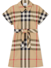BURBERRY CHECK-PATTERN TIE-WAIST SHIRT DRESS