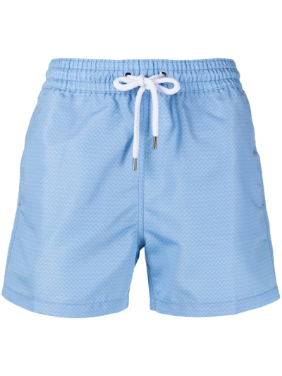 Frescobol Carioca Zig-zag Print Swim Shorts In Blue