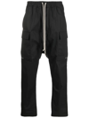 Rick Owens Black Porterville Cropped Cargo Pants In Black