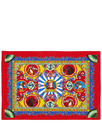 Dolce & Gabbana Carretto-print Placemat And Napkin Set In Multicolour