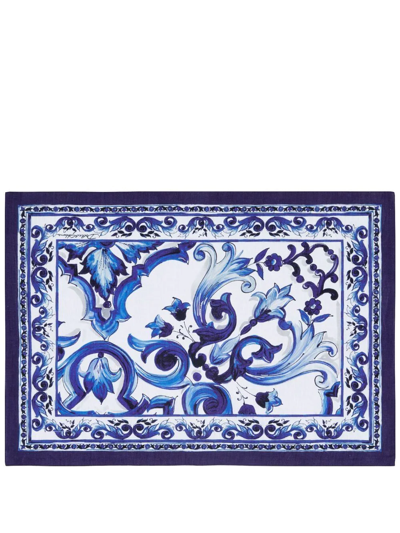 Dolce & Gabbana Blu Mediterraneo-print Placemat And Napkin Set In Blue