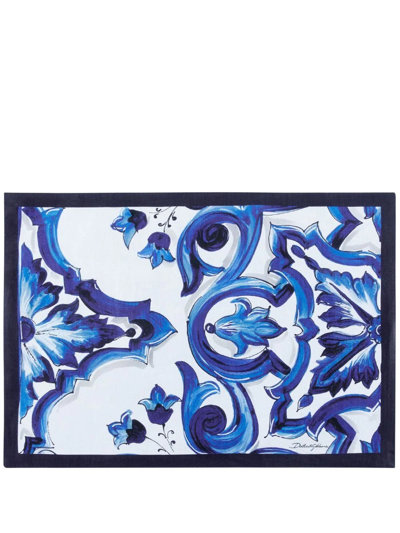 Dolce & Gabbana Blu Mediterraneo-print Placemat And Napkin Set In Blue