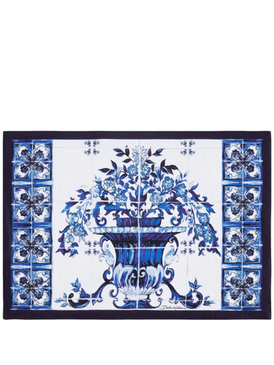 Dolce & Gabbana Blu Mediterraneo-print Placemat And Napkin Set In Blue