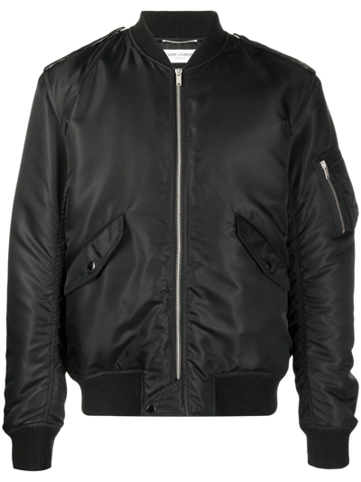 Saint Laurent Zip-up Bomber Jacket In Black