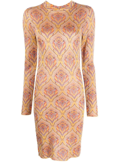 Rabanne Metallic Jacquard-knit Dress In Marigold