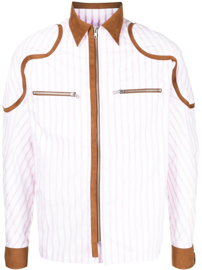 Gmbh Patch-detail Striped Shirts In White