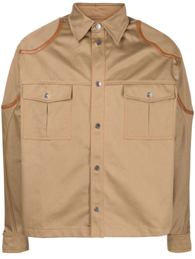 Gmbh Patch-detail Shirt Jacket In Brown