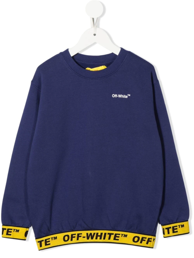 Off-white Kids' Industrial Logo-print Sweatshirt In Blue