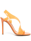 Gianvito Rossi Metropolis Plexi Strappy Slingback Sandals In Mango