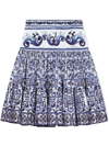 Dolce & Gabbana Majolica-print Poplin Skirt In Blue