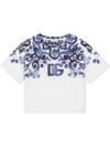 Dolce & Gabbana Printed Cotton Jersey T-shirt W/ Logo In Blue