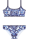 Dolce & Gabbana Majolica-print Scoop-neck Bikini In Blue