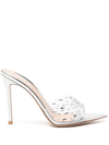 GIANVITO ROSSI CRYSTAL-EMBELLISHED TRANSPARENT MULES