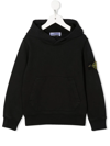 Stone Island Compass-patch Pullover Hoodie In Black